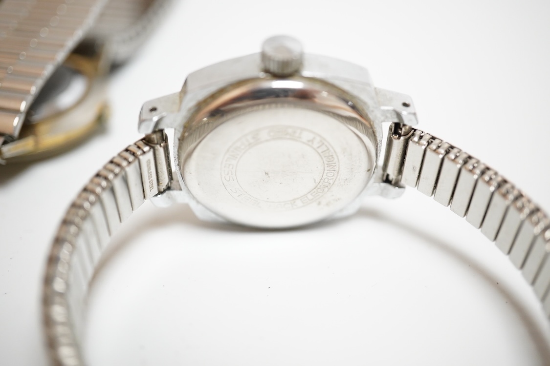 Eight assorted mainly gentleman's wrist watches, including a steel and gold plated Trident, Fero and over sized Citron.